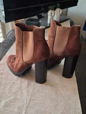 Fay Brown Suede Chelsea Lug Heel Ankle Boots